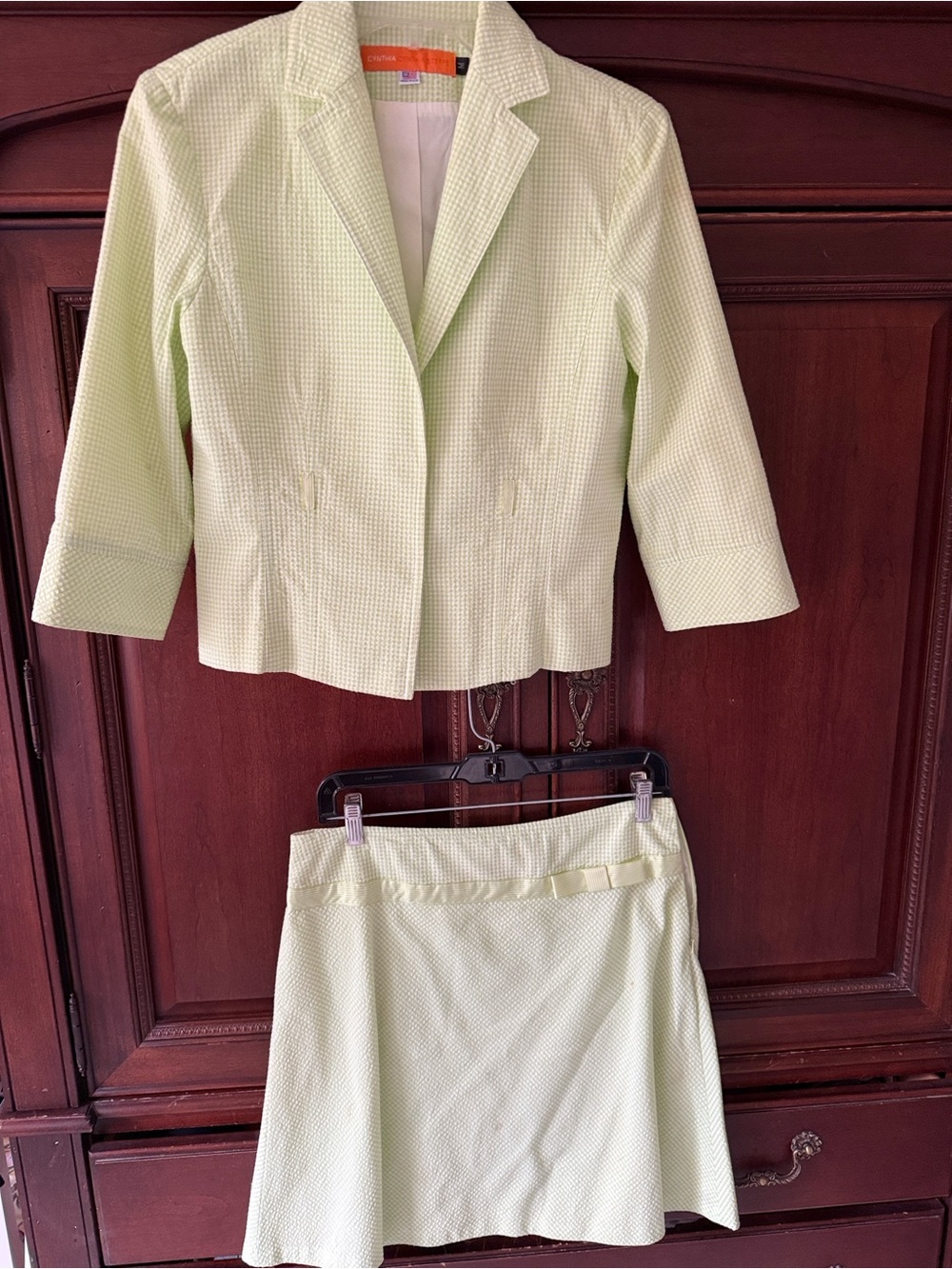 Cynthia Steffe Pale Green Textured Blazer & Skirt Set